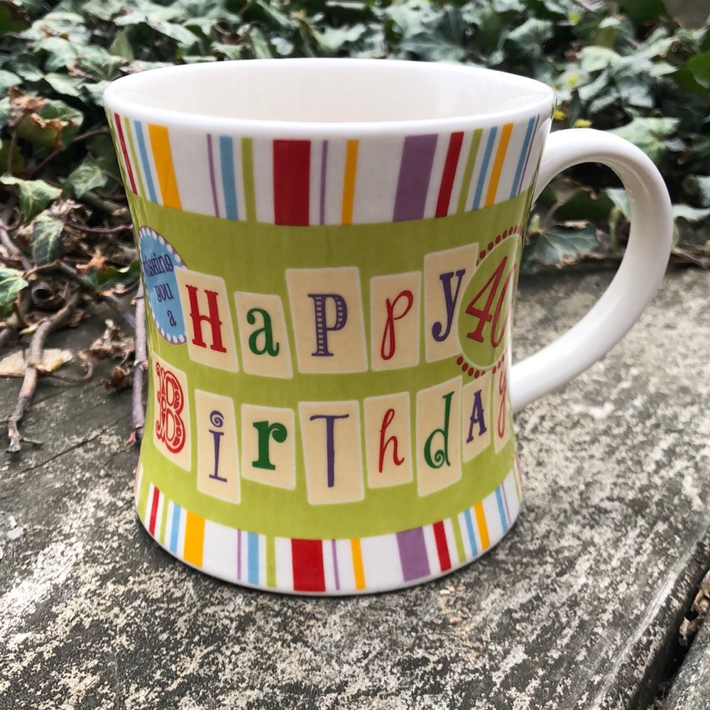 🎉🎂🎈Russ Berrie Happy 40th Birthday Ceramic Gift 12oz Mug